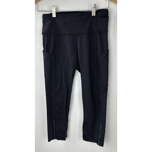 Lululemon Fast Free Crop II Nulux 19" Pants High Rise Run Wicking Black Size 6 - Picture 10 of 14